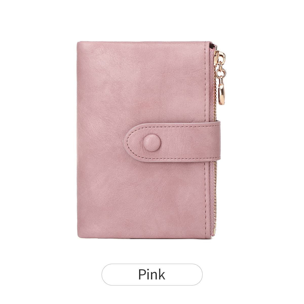 New Womens Retro Short Trifold Wallet With Dual Zippers And Multiple Card Slots