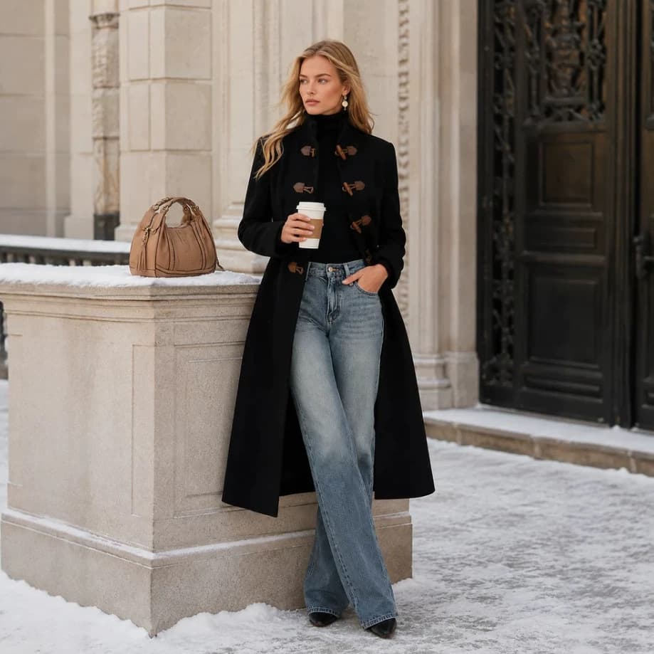 AutumnWinter Coat Stand Collar Woolen Long Trench Coat