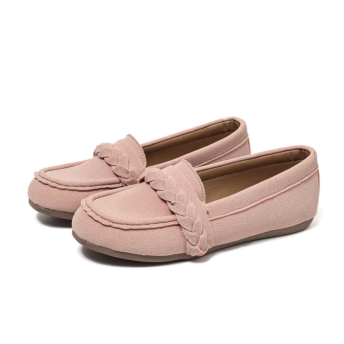 Braided Cable Lightweight Low-Top Loafer Shoes For Women