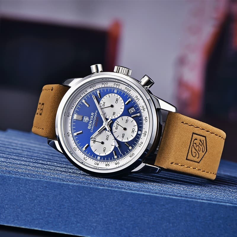 Multifunctional Luminous Waterproof Quartz Watch With Leather Strap
