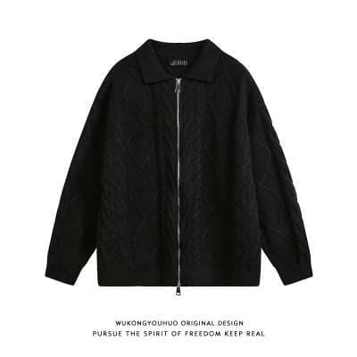 Casual V-neck Knitted Sweater Mens Coat