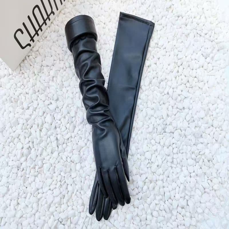 Leather Long Arm Leather Sleeve Covers Black Gloves