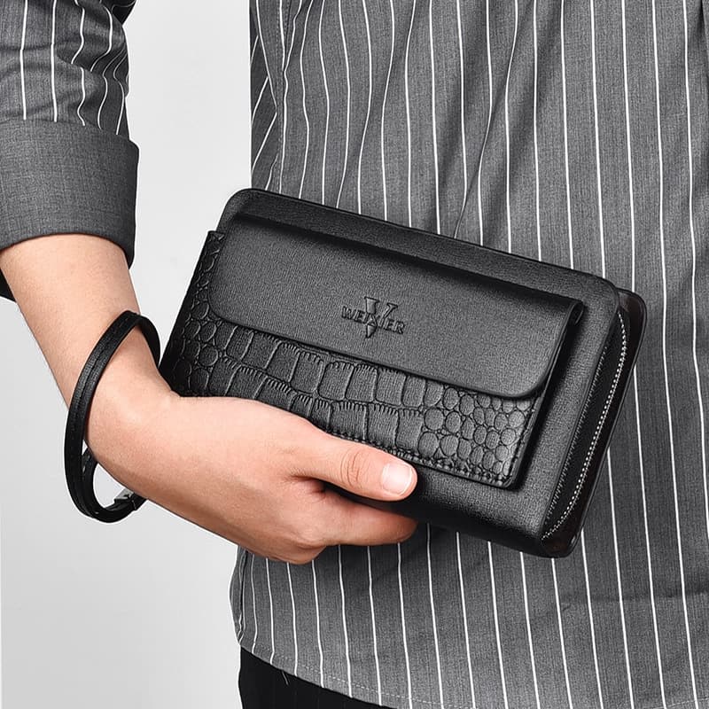 Retro Multiple Card Slots Double Zip Wallet Men
