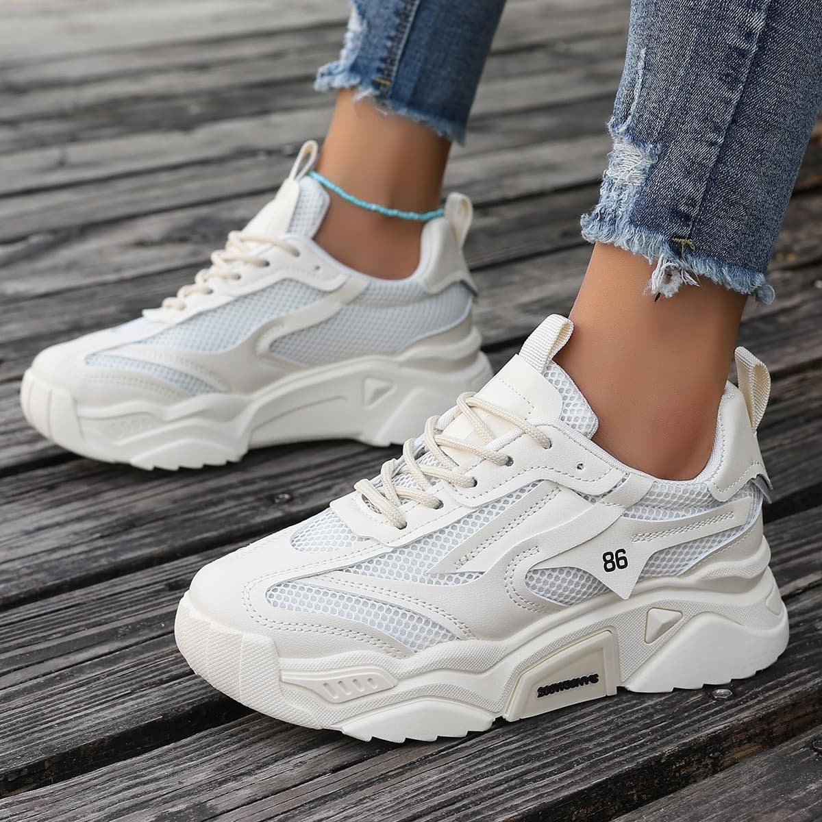 Womens Mesh Fashionable Breathable Casual Sneakers