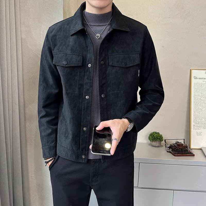 Men's Classic Simple Versatile And Comfortable Suede-collared Jacket