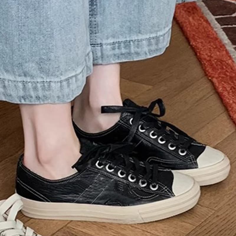 Soft-leather Vintage Distressed Casual Sneakers