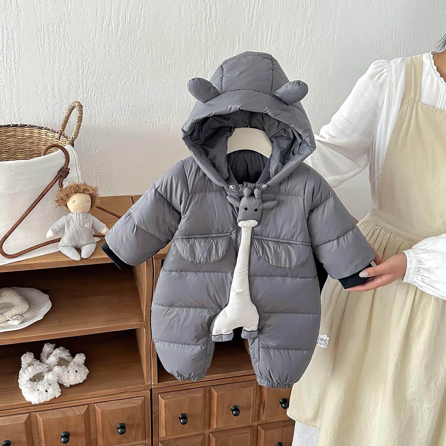 Baby Boys' White Duck Down Onesie