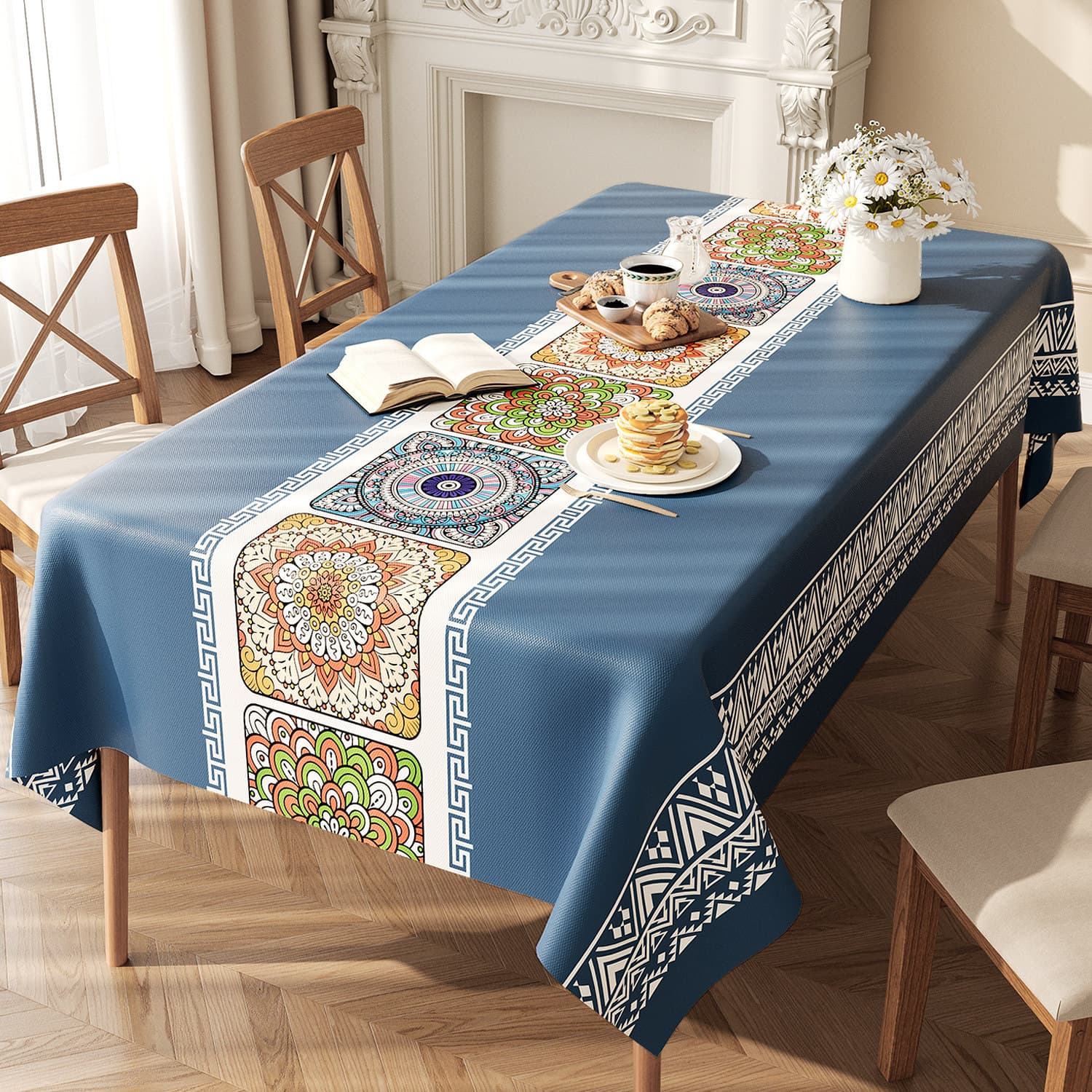 No-wash, Waterproof, Oil-resistant, Ethnic-style Fabric Tablecloth