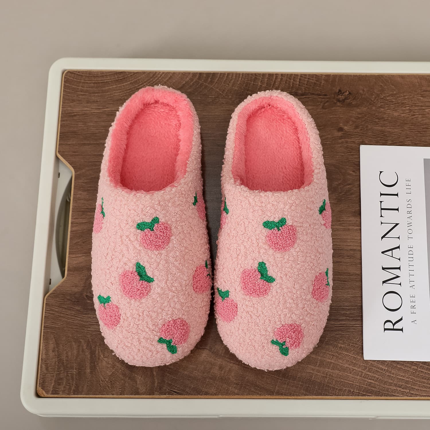 Cute Girl Heart Peach Cartoon Home Cotton Slippers