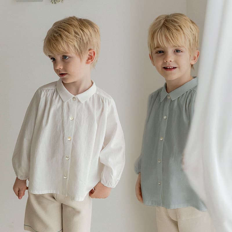Cotton-linen Single-breasted Shirt Children's Blouse