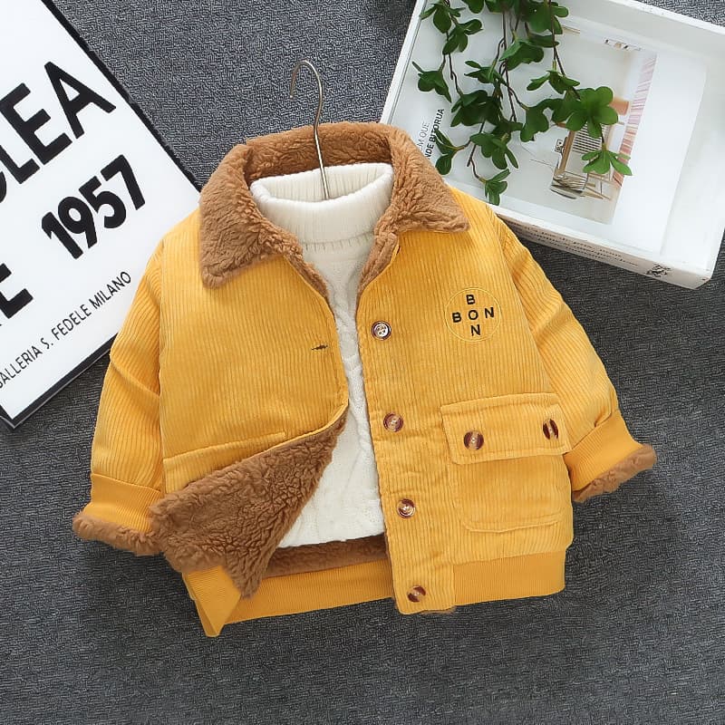 Boys' Corduroy Thickened And Fleece-lined Top