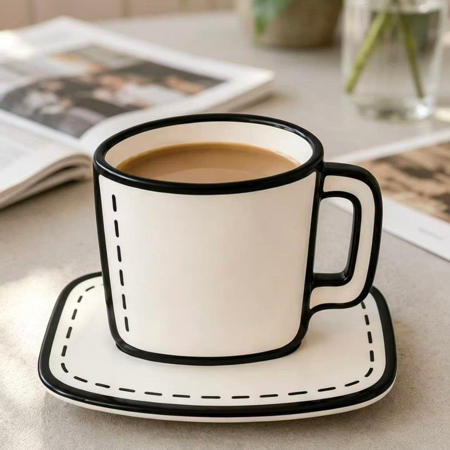 Internet-famous 2D Manga Ceramic Cup And Saucer, Personalized Anime-style Mug