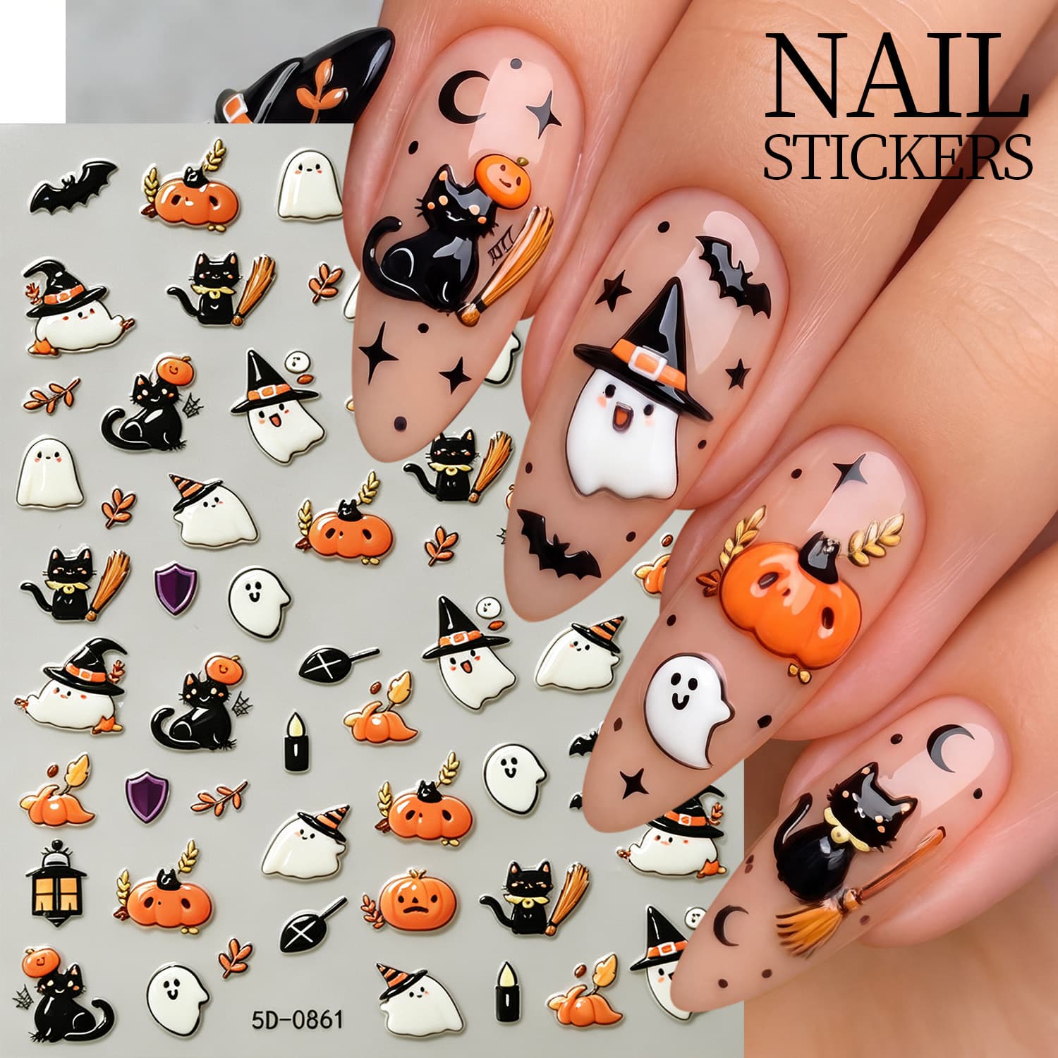 Halloween Cartoon Embossed Nail Art Stickers