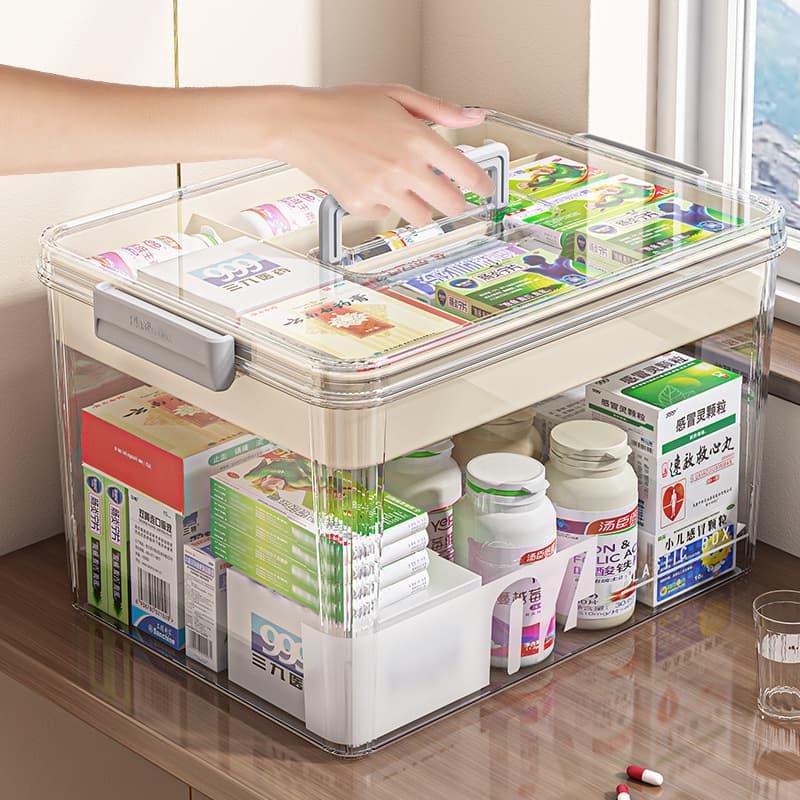Household Storage Box Multi-tier Large-capacity Plastic Medicine Organizer