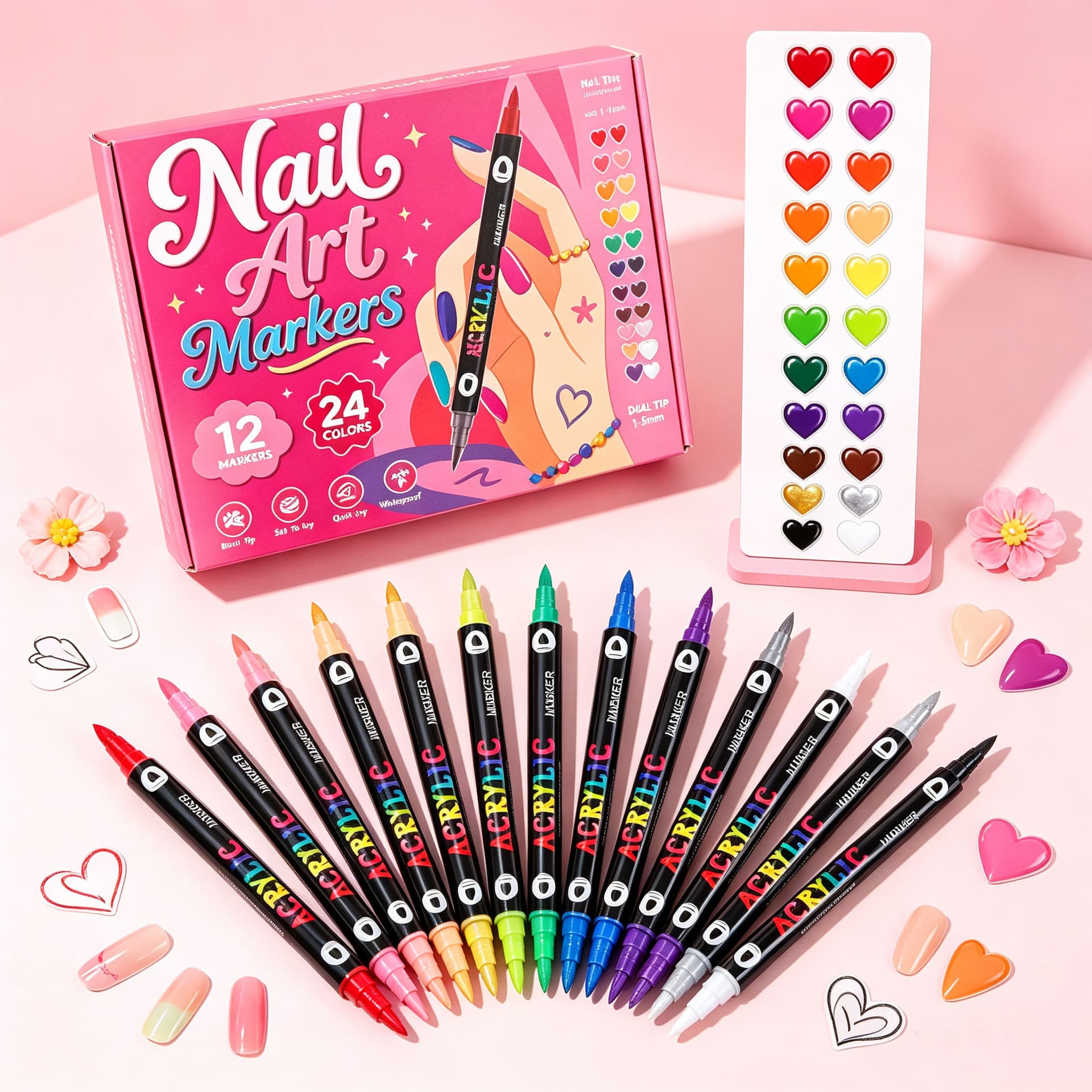 Double-ended Two-tone 24-color Acrylic Marker Set