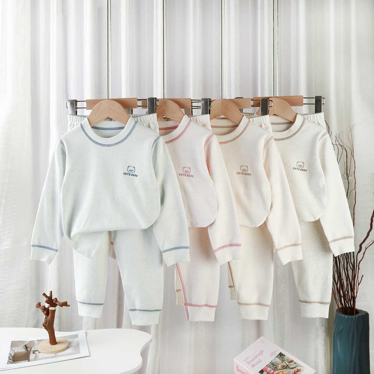 Cotton Autumn Clothes And Pants For Men Women And Babies Round Neck Thermal Underwear