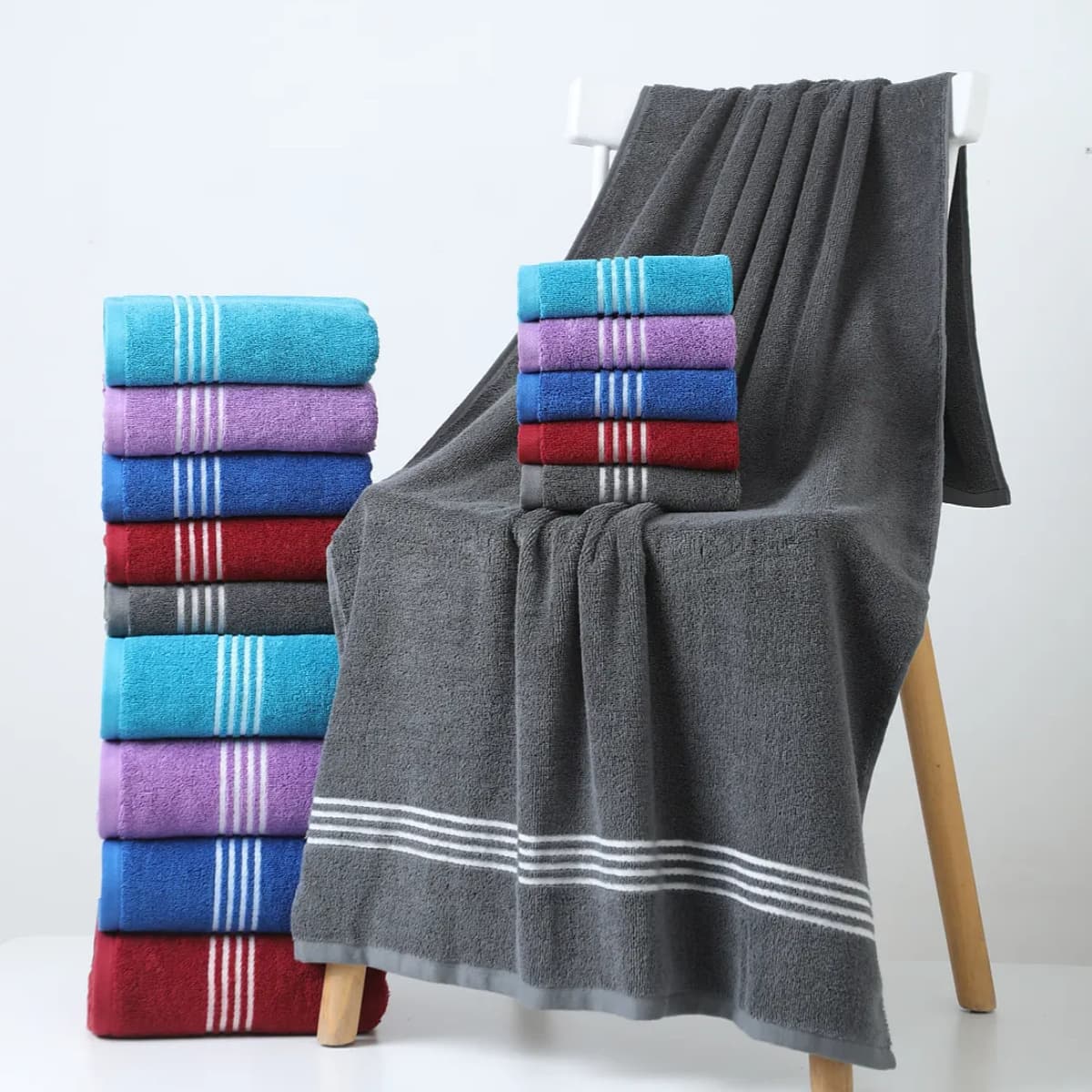 100 Cotton Large Quick Absorbent And Fast Drying Face Towel Set With Bath Towel