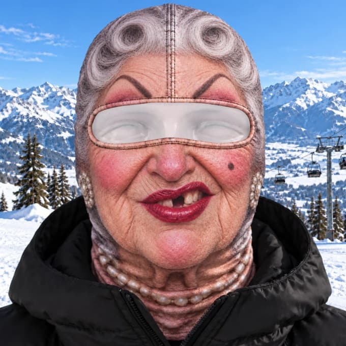Funny Realistic Face Ski Mask - Novelty Full Head Balaclava for Winter Sports Outdoor Activities