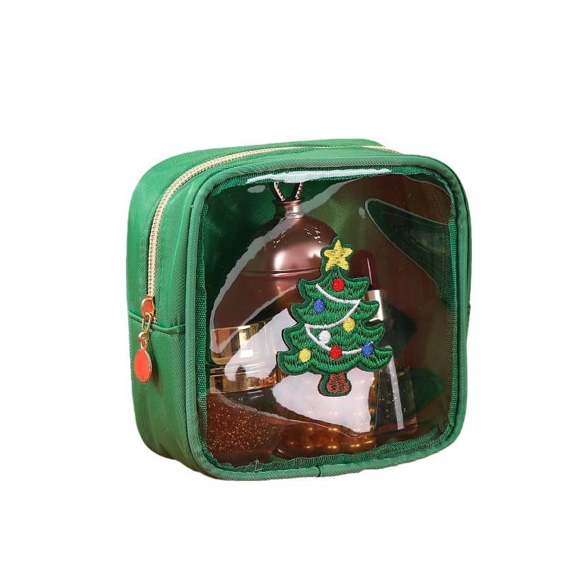 Christmas Embroidered Letter Makeup Bag Large Capacity