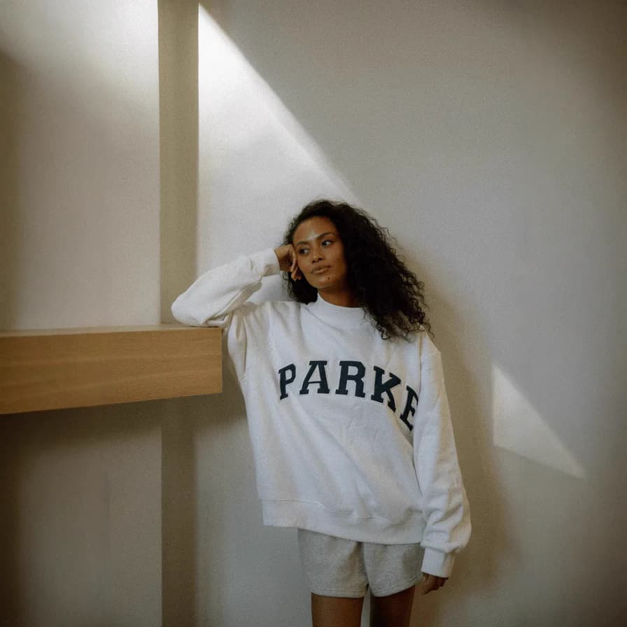 Embroidered Mock Neck Sweatshirt Women's Loose Fit Casual Long Sleeve Pullover Top For Spring