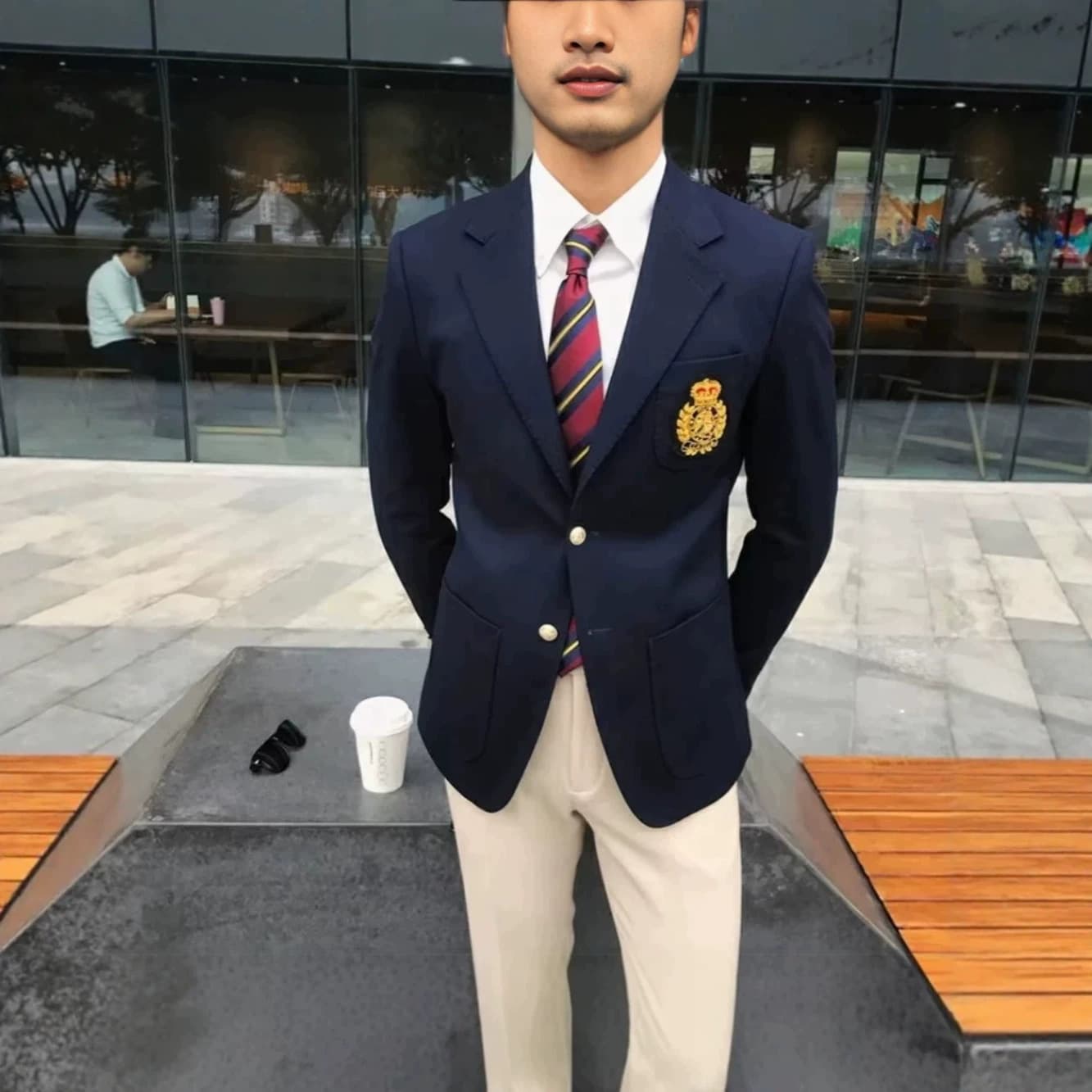 Navy Blue Korean-Style Suit With A High-End Touch For Business Men