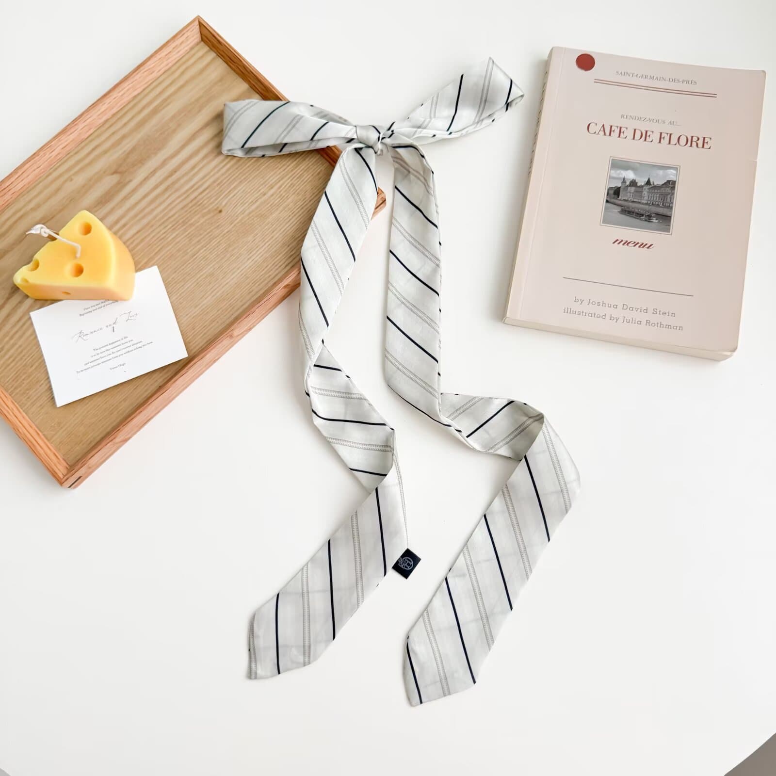 Long Black Striped Lettered Neck Scarf