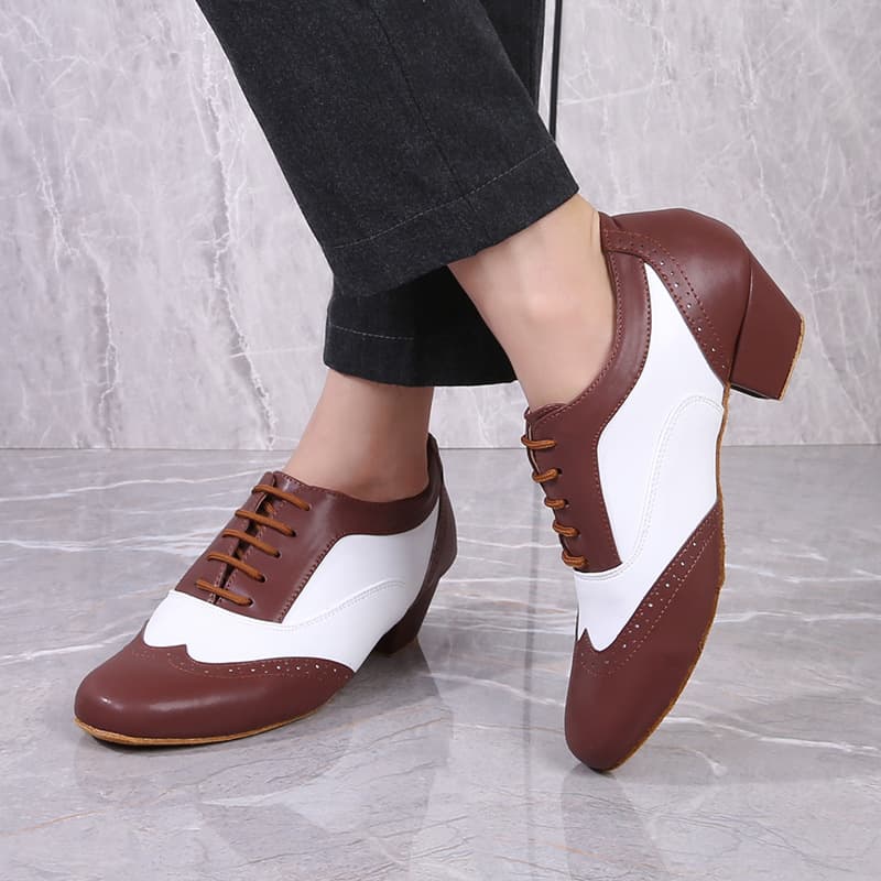 Leather Ballroom For Square Dancing And Latin Dancingsoft-soled Dance Shoes For Adults