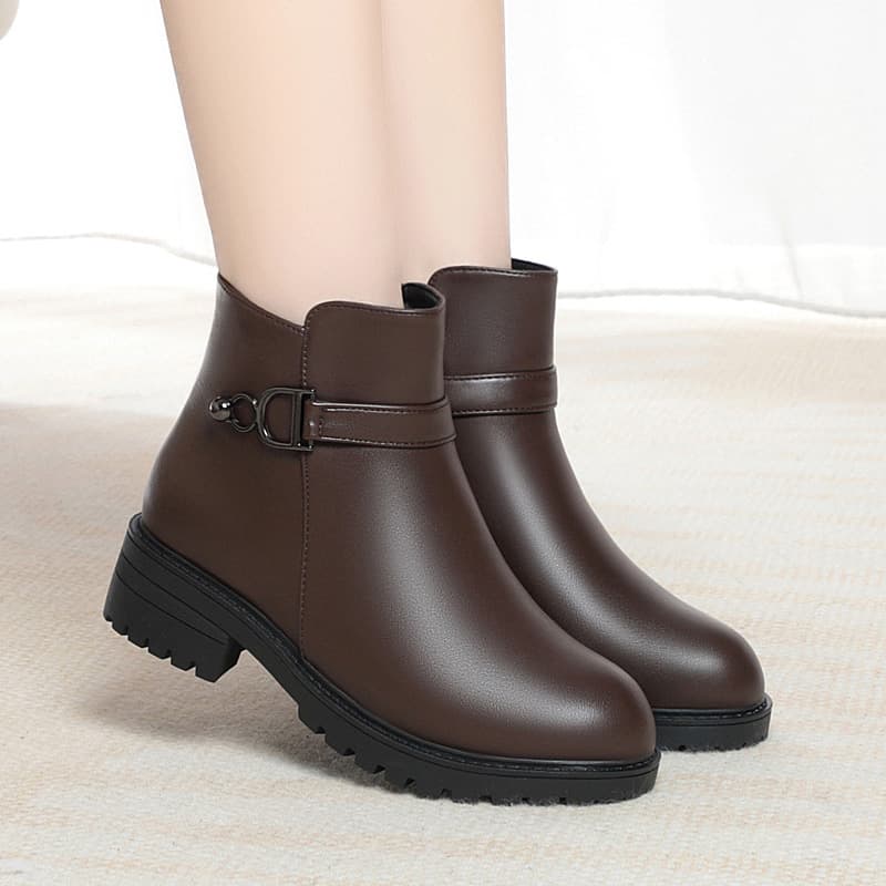 Mid-heel Chunky Heel Metal-decorated Cotton Shoes For Moms