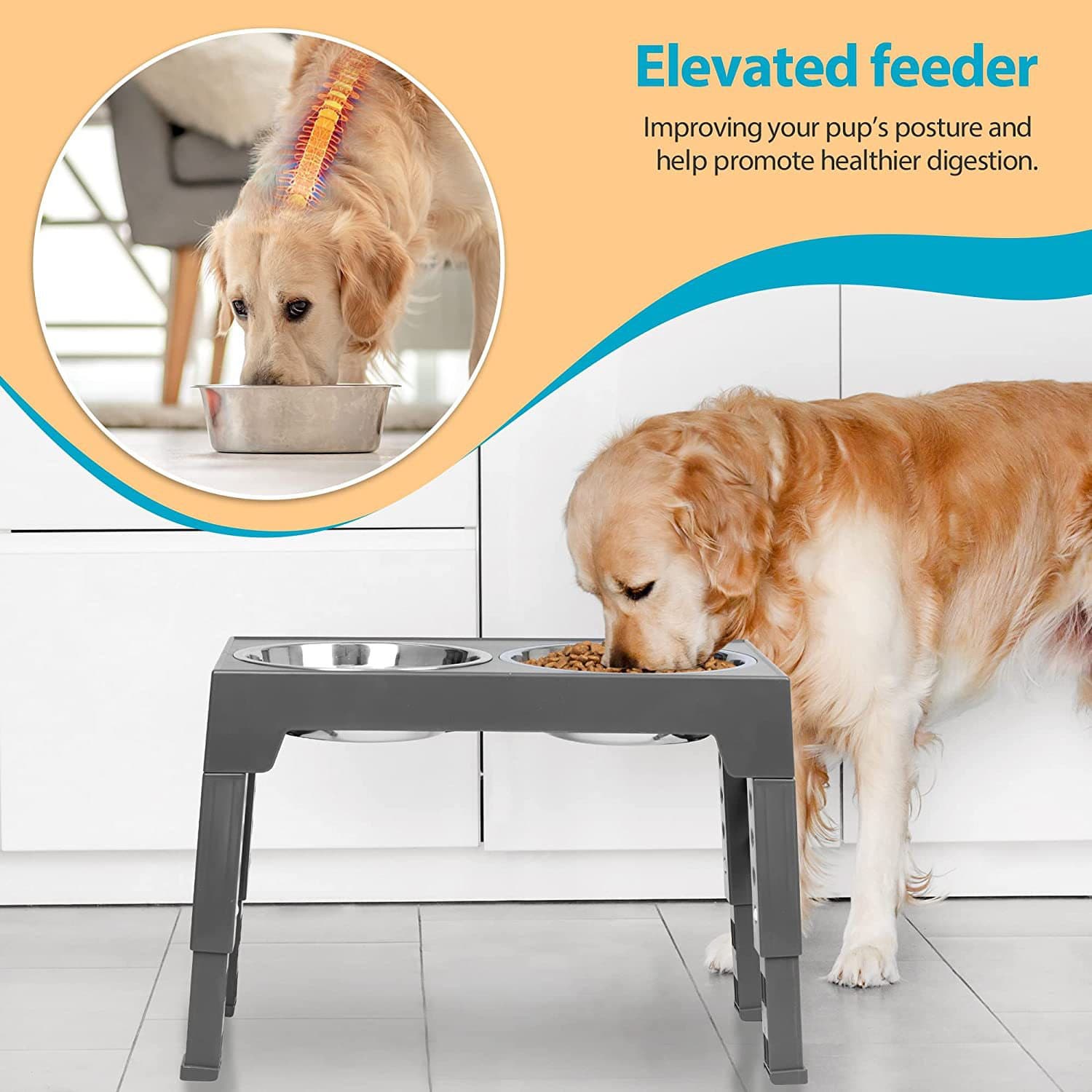 Height-Adjustable Table-Mounted Cat And Dog Bowl Stainless