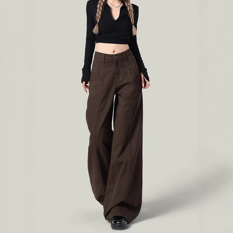 Women's Spring Loose Straight-leg Denim Wide-leg Pants