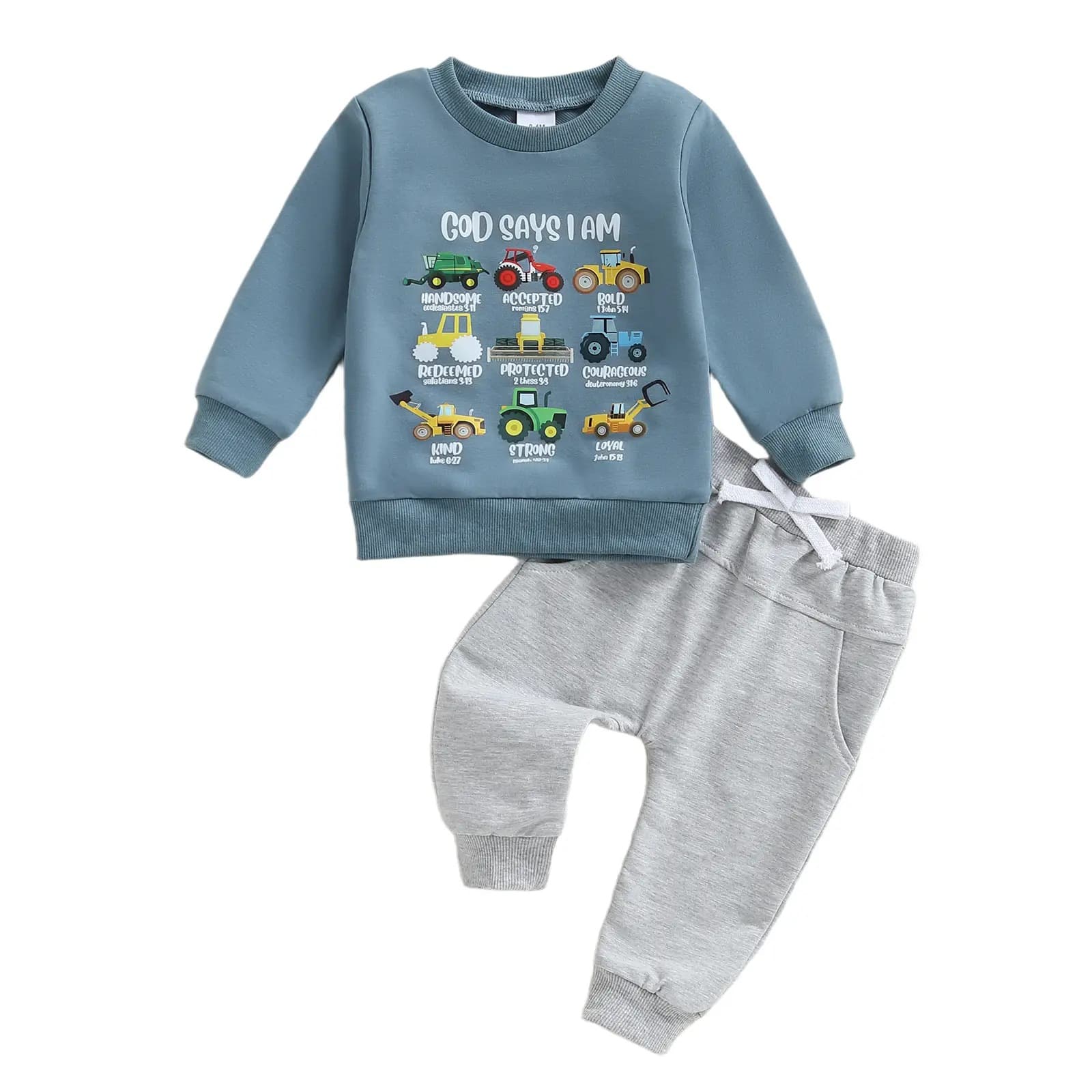 Boys New Casual Set With A Cartoon Car Print