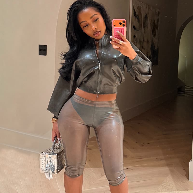 Womens Fashionable Tight-fitting Figure-hugging Stretchy Sheer Pants