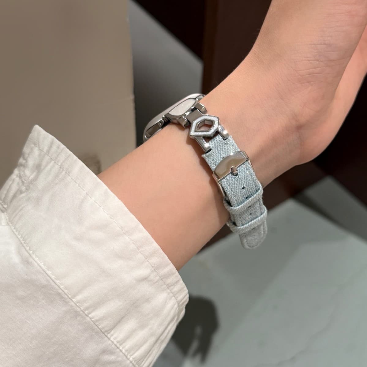 Fashionable Irregular Epoxy Denim Watch Strap