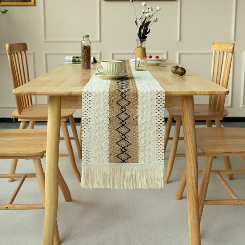 Retro Cotton-linen Woven Tea Table Runner Tablecloth