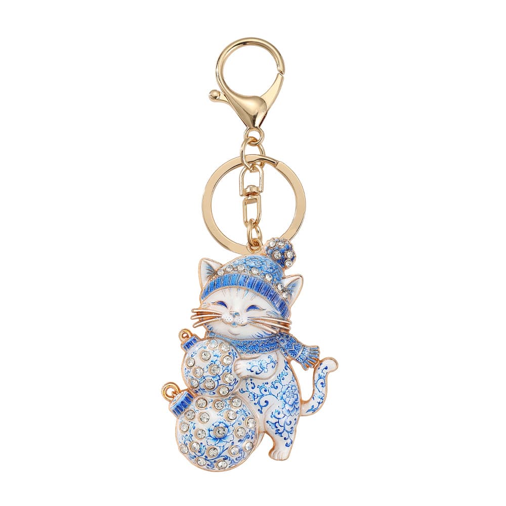 Cute Christmas Cat Keychain Women's Bag Pendant With Adorable Animal Design