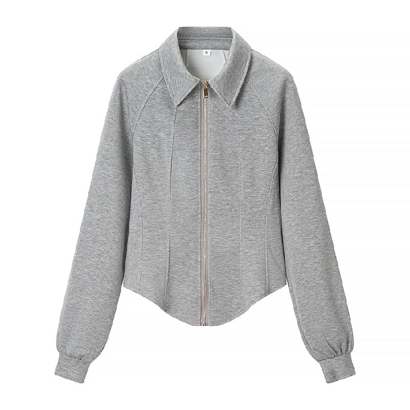 Fashionable Casual Womens Lapel Jacket With Zipper And A Fitted Waist