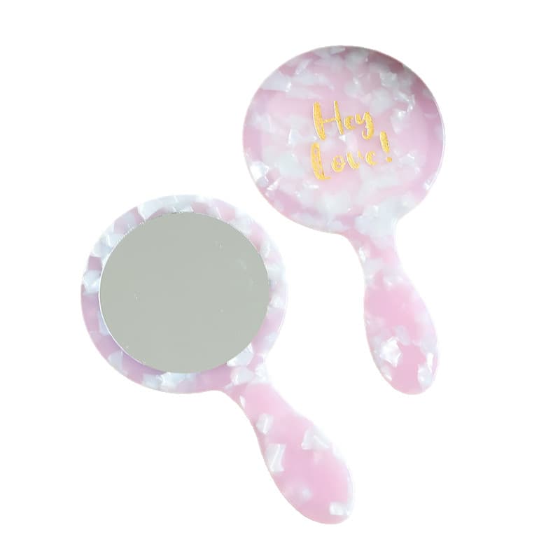 Handheld Makeup-repair Single-sided Medium-sized Acetate-handle Compact Mirror