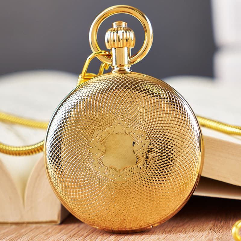 Dual-display Folding Cover Sun-moon-star Automatic Mechanical Pocket Watch