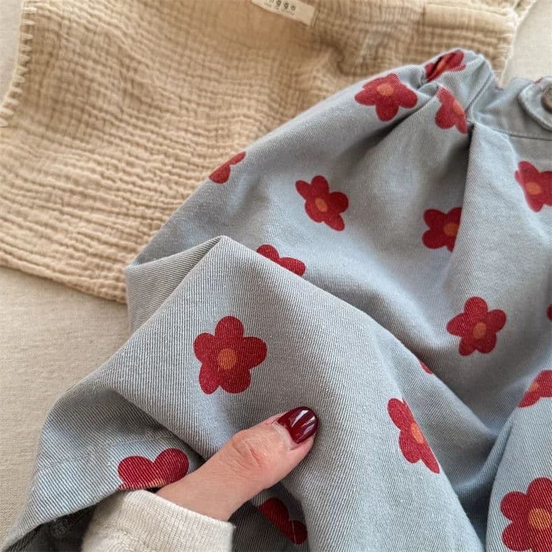 Elastic-waist New-style Cute Floral Childrens Pants