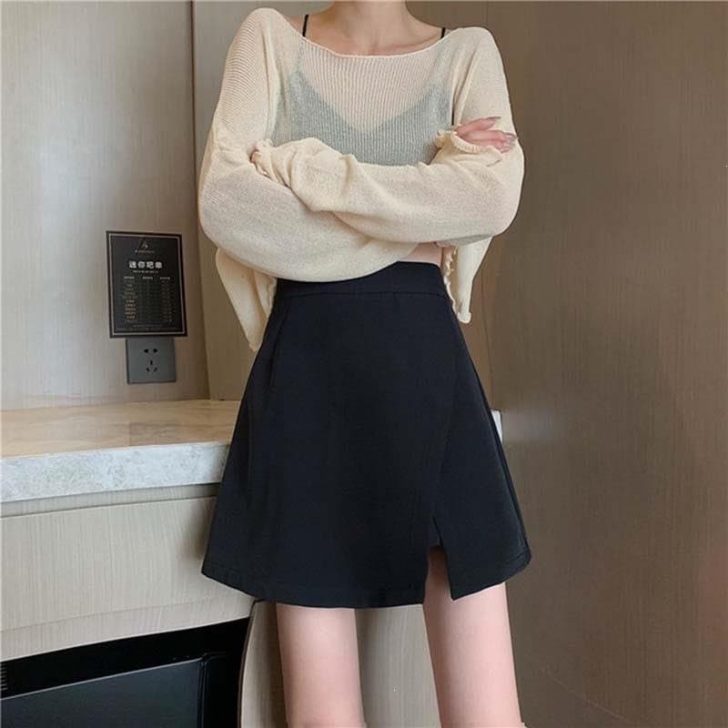 New A-line Skirt With A Small Slit Versatile And High-waisted