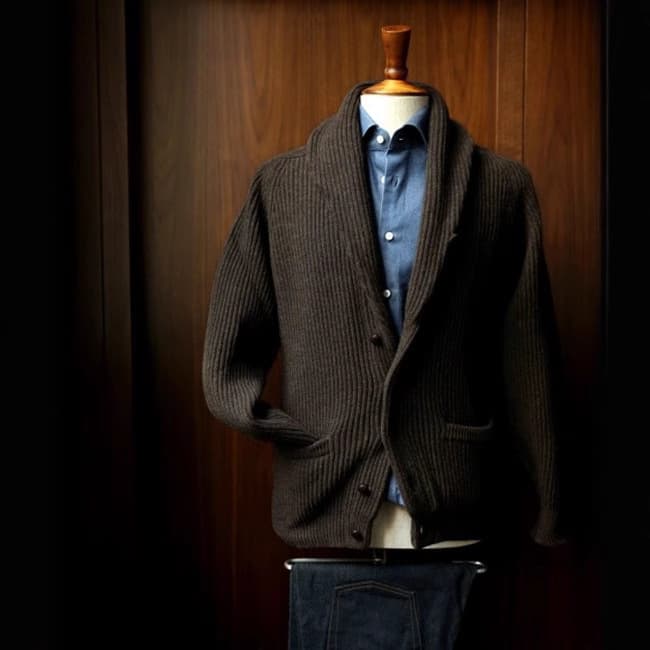 Heavy Sheep Wool Lapel Knitted Cardigan Sweater