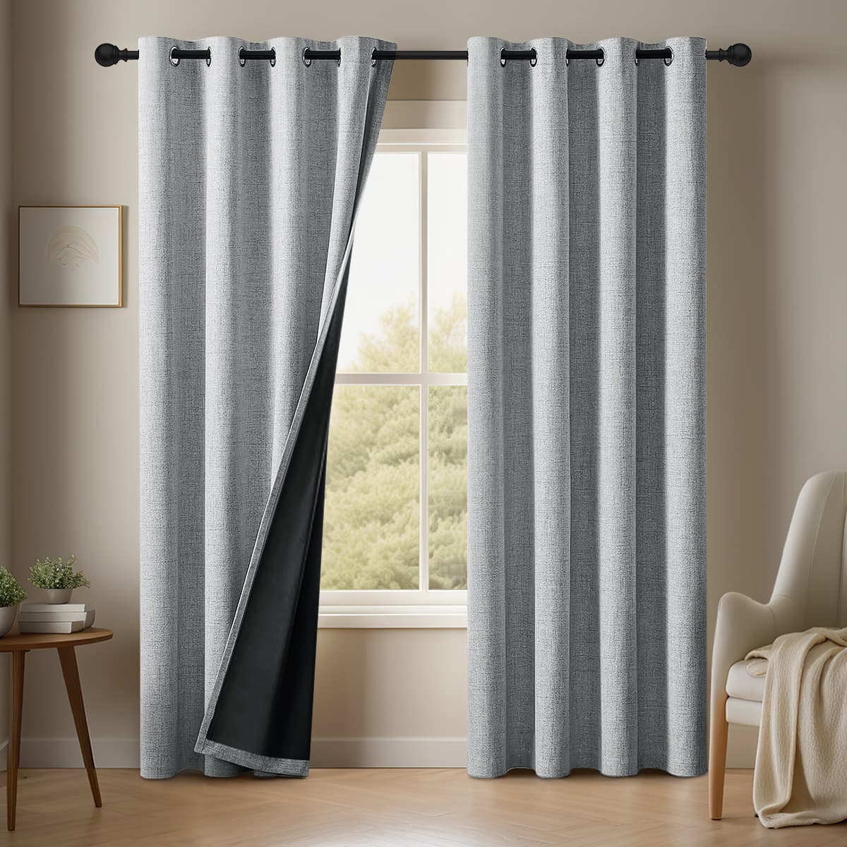 Plain Linen Full Shading Curtain For Free Rope