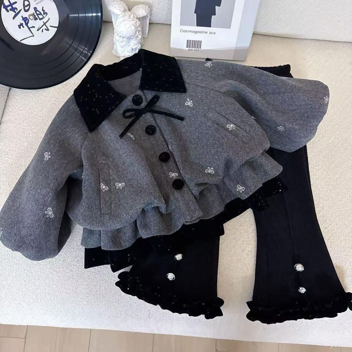 Stylish Autumnwinter Two-piece Set With Fleece Lining For Warmth