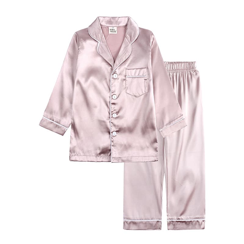 Girls' Autumn Long-Sleeve Silk Home Pajama Set