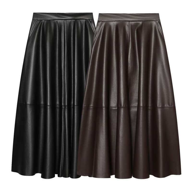 Women's Autumn New Arrival Retro High-Waisted Slimming Over-Knee Leather Skirt