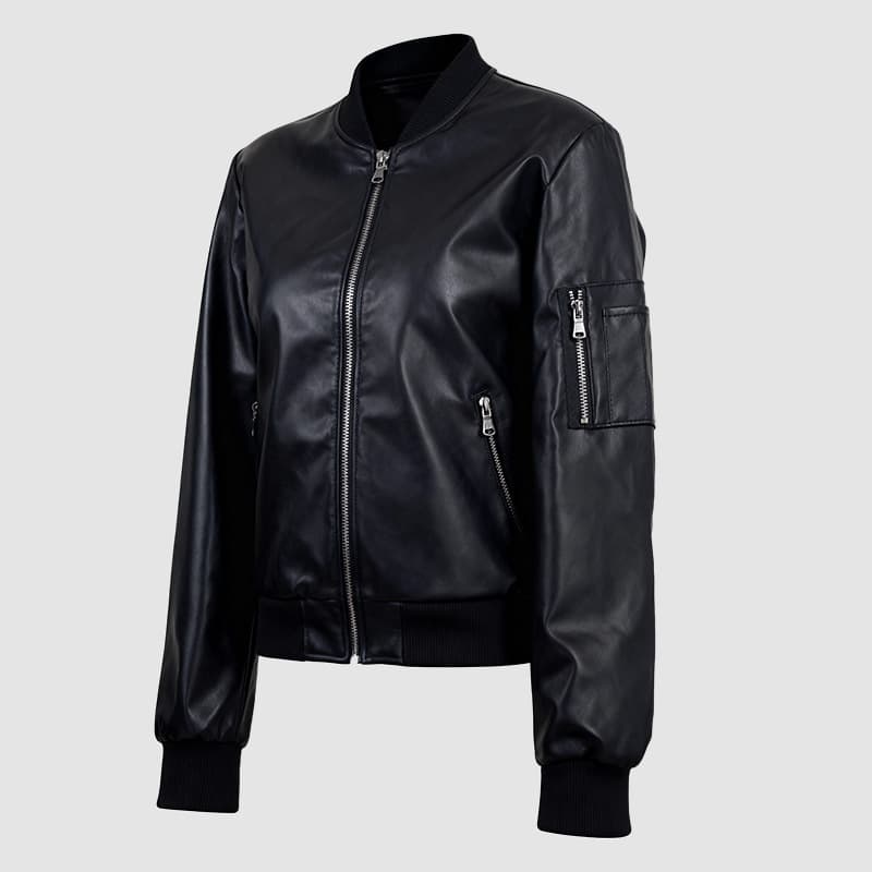 PU Leather Street-style Cropped Jacket For Women