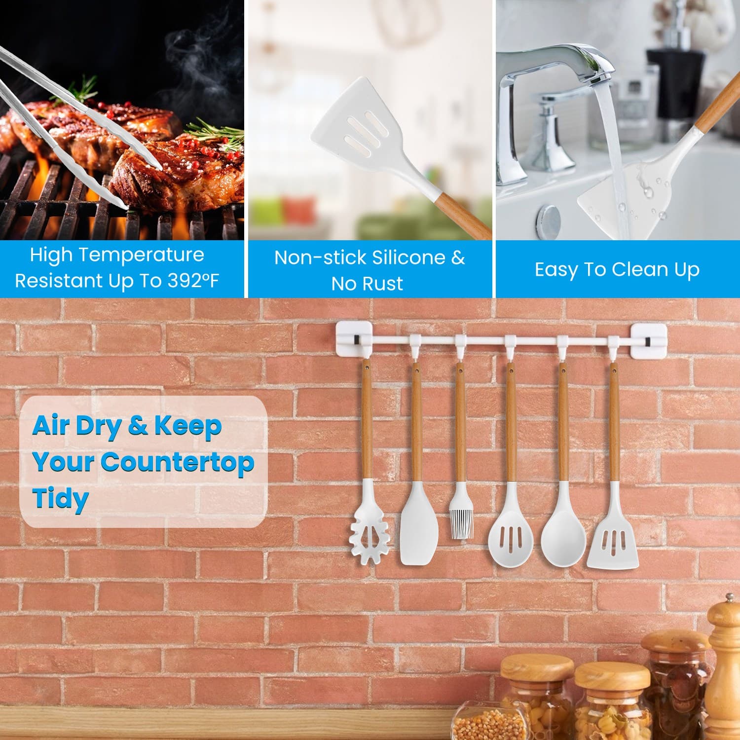 35Pcs Kitchen Cooking Utensils Set Spatula Set Baking Utensil Set Kitchen Accessories Necessities with Holder Egg Whisk Separator Tong Turner Spoons Cups