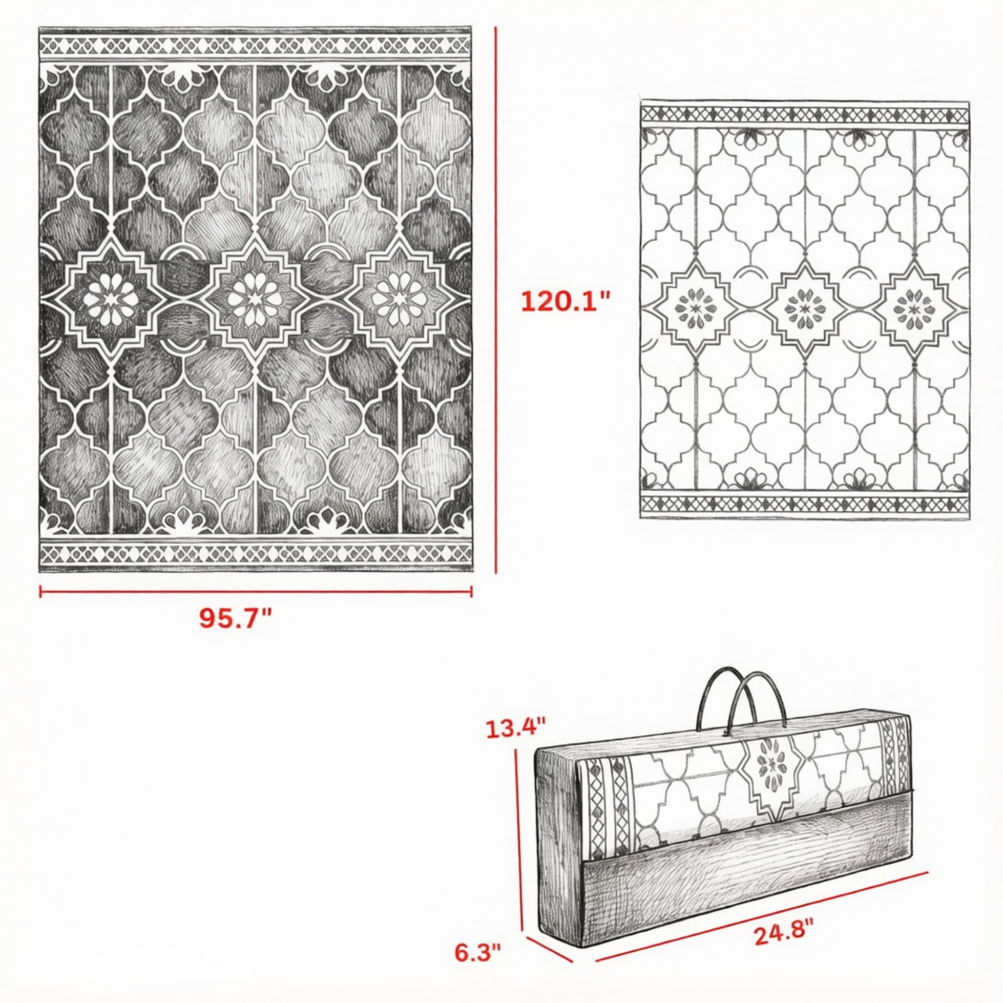 10' x 8' Reversible Outdoor Rug Carpet: LED Light PP Straw Rug with Carry Bag & Ground Stakes for Patio Backyard