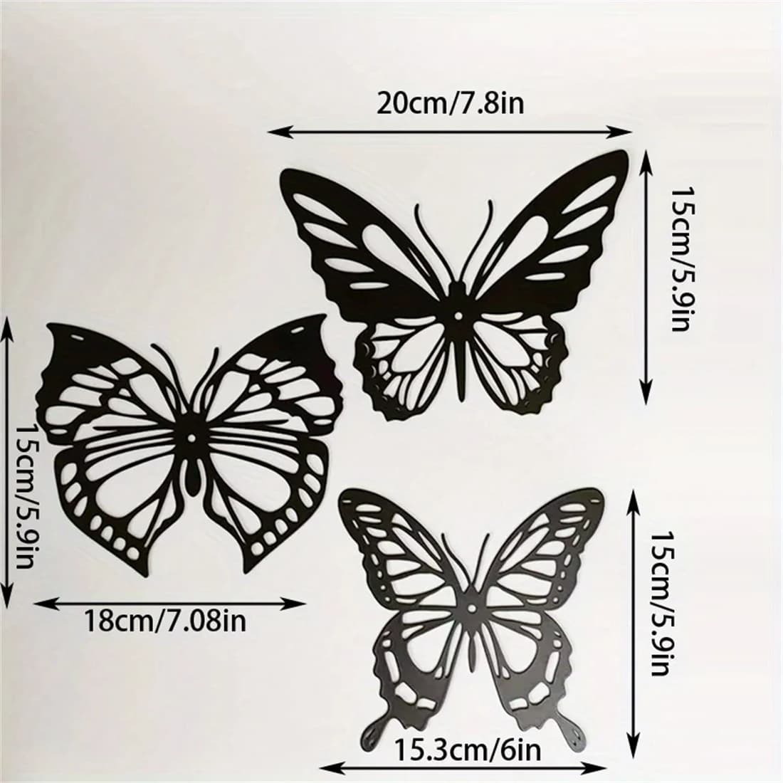CIFbuy™ Graceful Insect Metal Wall Accents 3 pcs Featuring Black Dragonfly Hummingbird Butterfly Designs Delicate Hanging Wall Decoration for Gardens (TikTok/temu self-pickup orders)
