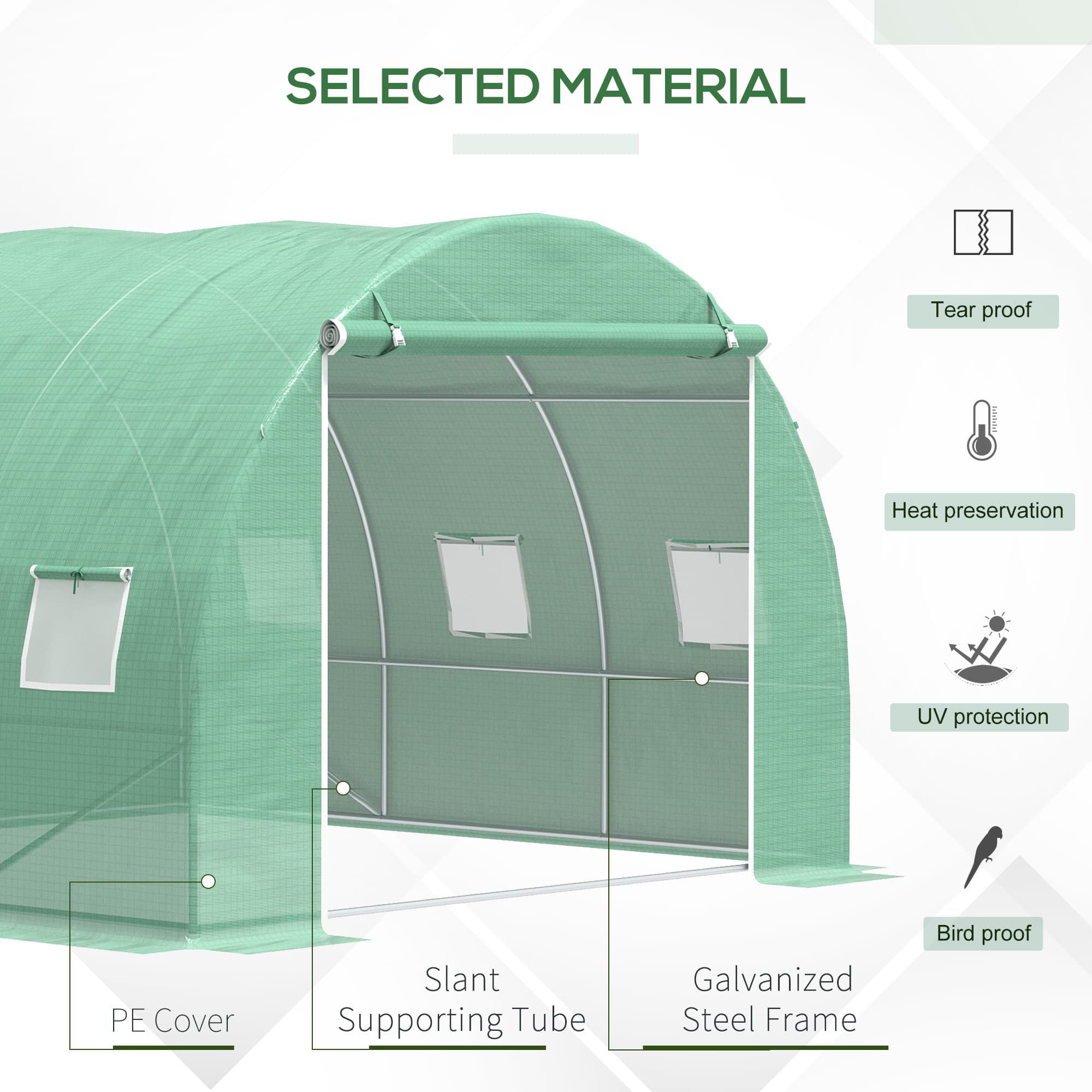 10' x 10' x 7' Tunnel Greenhouse – Walk-in Plant Shelter with Transparent PE Cover & Zippers